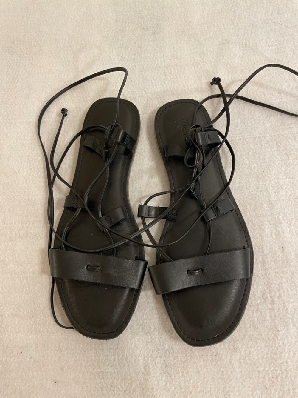 Madewell Black Gladiator Leather Lace-Up Sandals